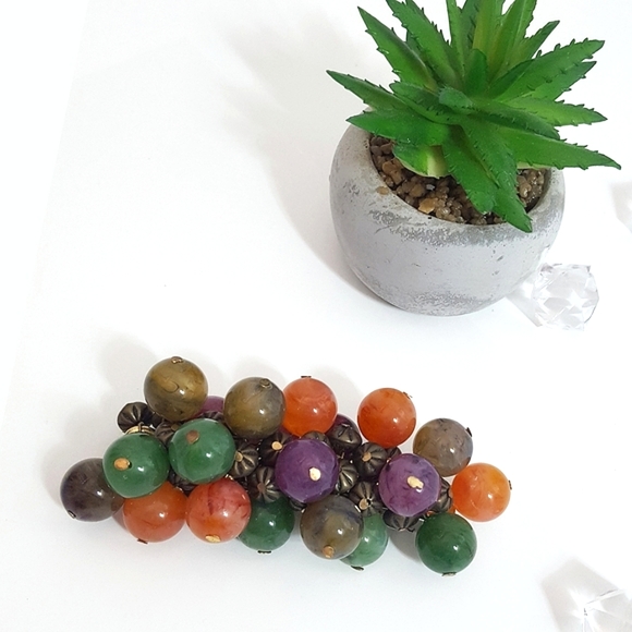 LOT OF X2 Hair Clips💝Multicolor Glass Beaded Hair Clip| Silver Barrettes - Picture 4 of 13